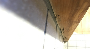 玄関の上り框に小さな穴が開いていました。